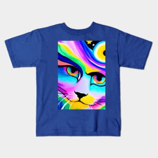 Cosmic Anime Cat Close-Up Kids T-Shirt